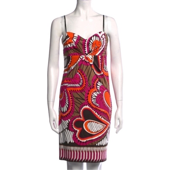 DAVID Meister printed mini slip dress pink size 8 EUC - Picture 1 of 11